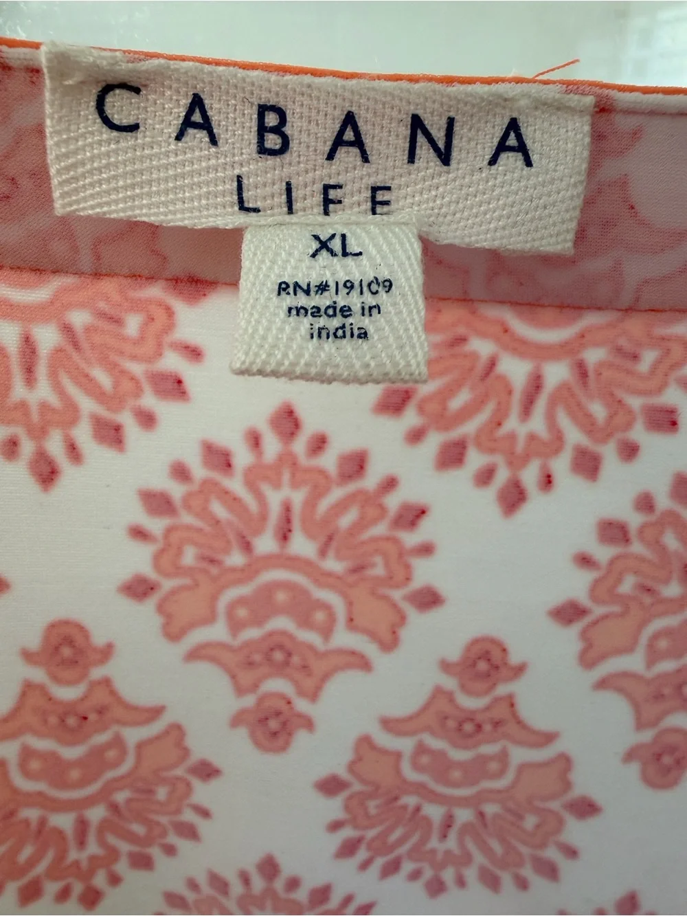 Cabana Life Coral Printed V-Neck Tunic Dress/Swim Cover-Up